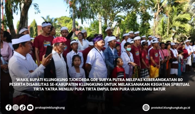 Wabup Tjok Surya Lepas Peserta Tirta Yatra Disabilitas Klungkung